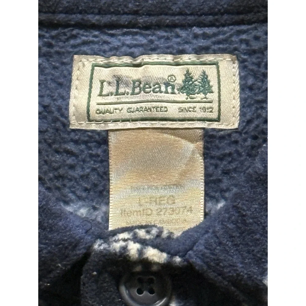 LL Bean Shirt Jacket Men Large Blue Plaid Fleece Lined Shacket 273074